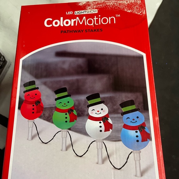 Lightshow 20 in. Christmas ColorMotion Pathway Stakes Snowman Set of 4 - Picture 1 of 1